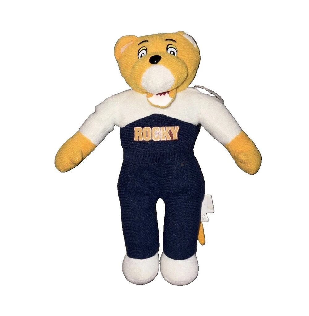Rocky Bear Plush Stuffed Animal Yellow/White/Blue Small 6-14" Washable